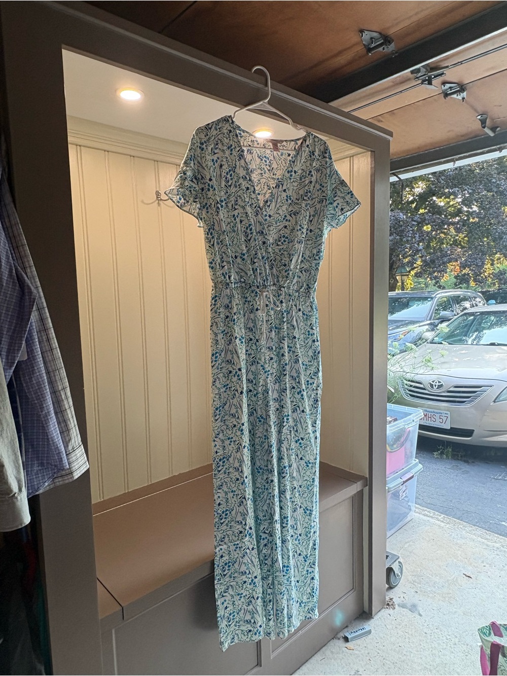 Victoria's Secret Blue and White Floral Wrap Jumpsuit
